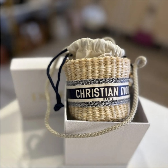 Dior Cream and Blue Mini Bag with Woven Design with box shoulder bag - Picture 5 of 11